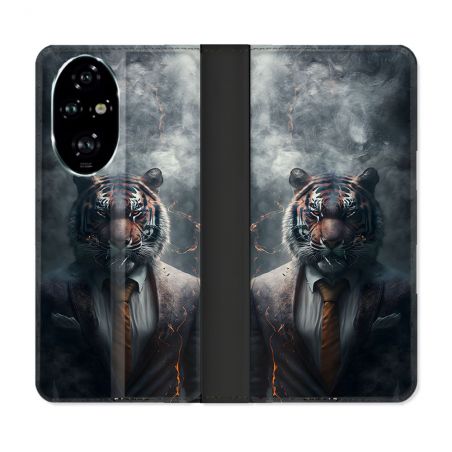 Housse cuir portefeuille Pour Honor 200 Pro 5G Animal Tigre Business