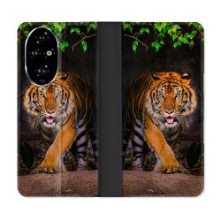 Housse cuir portefeuille Pour Honor 200 Pro 5G Animal Tigre Jungle