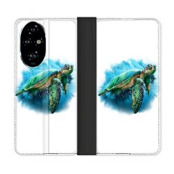 Housse cuir portefeuille Pour Honor 200 Pro 5G Animal Tortue Blanche multicolore