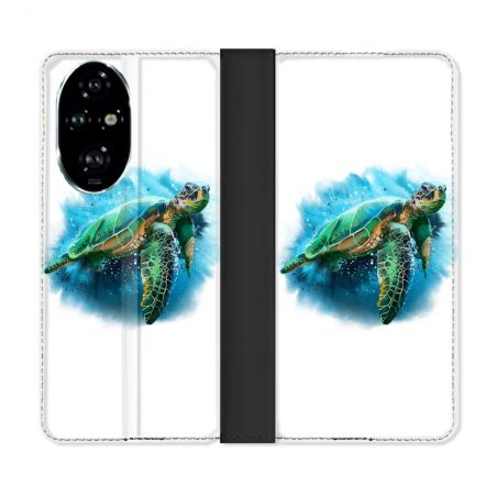 Housse cuir portefeuille Pour Honor 200 Pro 5G Animal Tortue Blanche multicolore