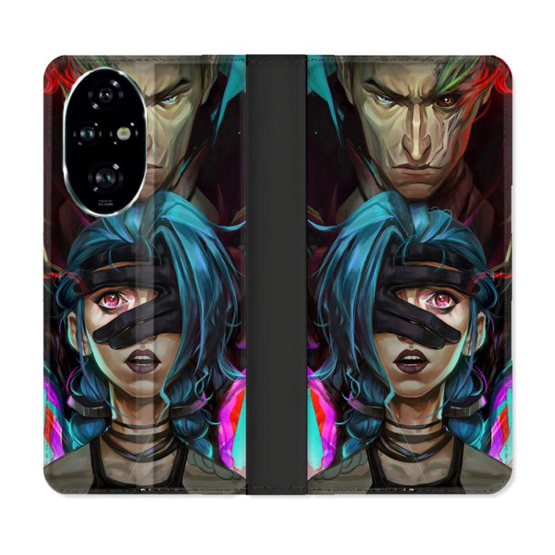 Housse cuir portefeuille Pour Honor 200 Pro 5G Arcane Jinx Bleu