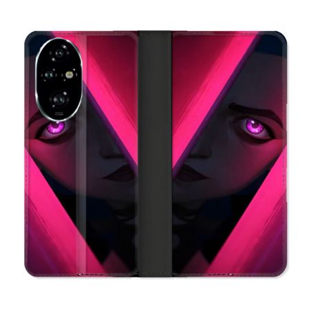 Housse cuir portefeuille Pour Honor 200 Pro 5G Arcane Jinx Rose