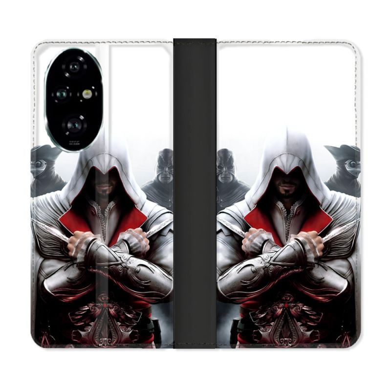 Housse cuir portefeuille Pour Honor 200 Pro 5G Assassin Creed Mask