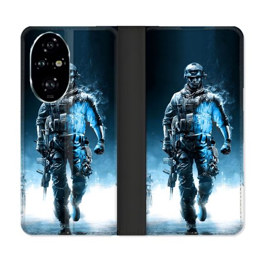 Housse cuir portefeuille Pour Honor 200 Pro 5G Call Of Duty Guerrier