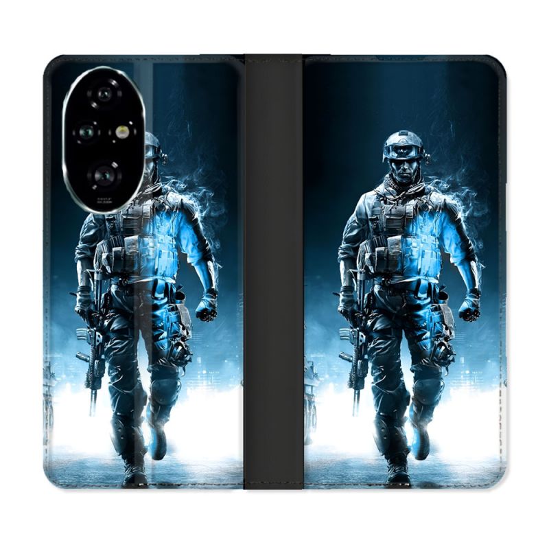 Housse cuir portefeuille Pour Honor 200 Pro 5G Call Of Duty Guerrier