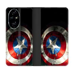 Housse cuir portefeuille Pour Honor 200 Pro 5G Captain America Bouclier