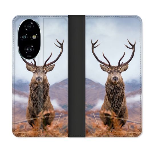 Housse cuir portefeuille Pour Honor 200 Pro 5G Chasse Chevreuil Montagne