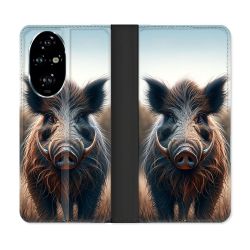 Housse cuir portefeuille Pour Honor 200 Pro 5G Chasse Sanglier Attaque