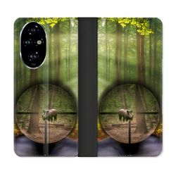 Housse cuir portefeuille Pour Honor 200 Pro 5G Chasse Sanglier Viseur