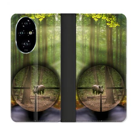 Housse cuir portefeuille Pour Honor 200 Pro 5G Chasse Sanglier Viseur