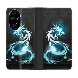 Housse cuir portefeuille Pour Honor 200 Pro 5G Fantastique Dragon Bleu