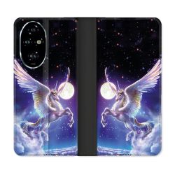 Housse cuir portefeuille Pour Honor 200 Pro 5G Fantastique Licorne Céleste