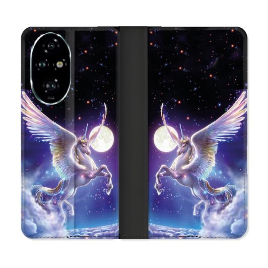 Housse cuir portefeuille Pour Honor 200 Pro 5G Fantastique Licorne Céleste