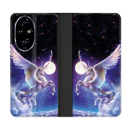 Housse cuir portefeuille Pour Honor 200 Pro 5G Fantastique Licorne Céleste