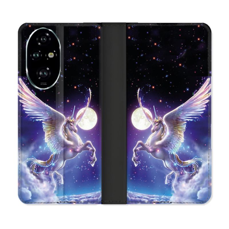 Housse cuir portefeuille Pour Honor 200 Pro 5G Fantastique Licorne Céleste