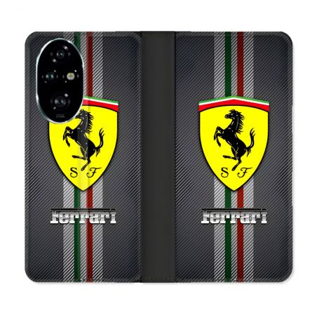 Housse cuir portefeuille Pour Honor 200 Pro 5G Ferrari Carbone