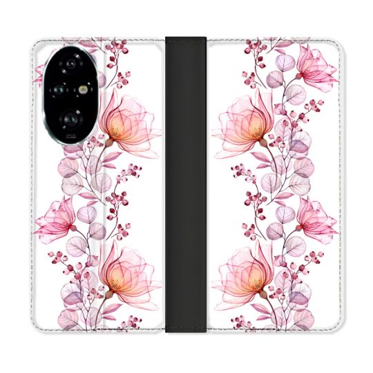 Housse cuir portefeuille Pour Honor 200 Pro 5G Fleur Eclosion