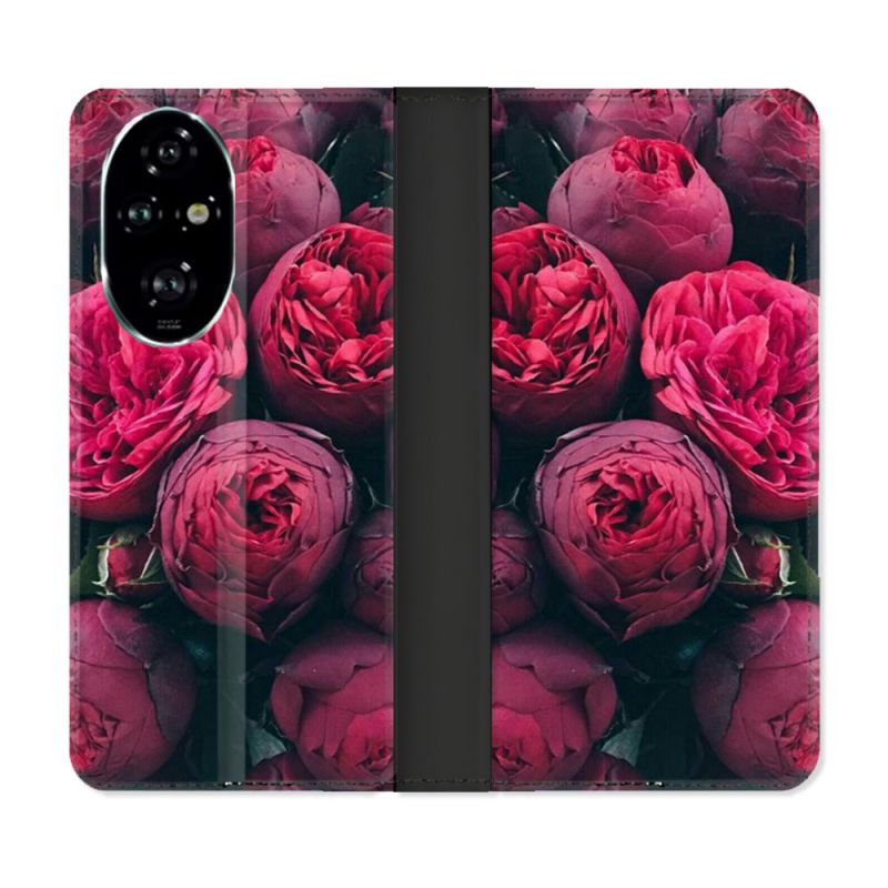 Housse cuir portefeuille Pour Honor 200 Pro 5G Fleur Pivoine