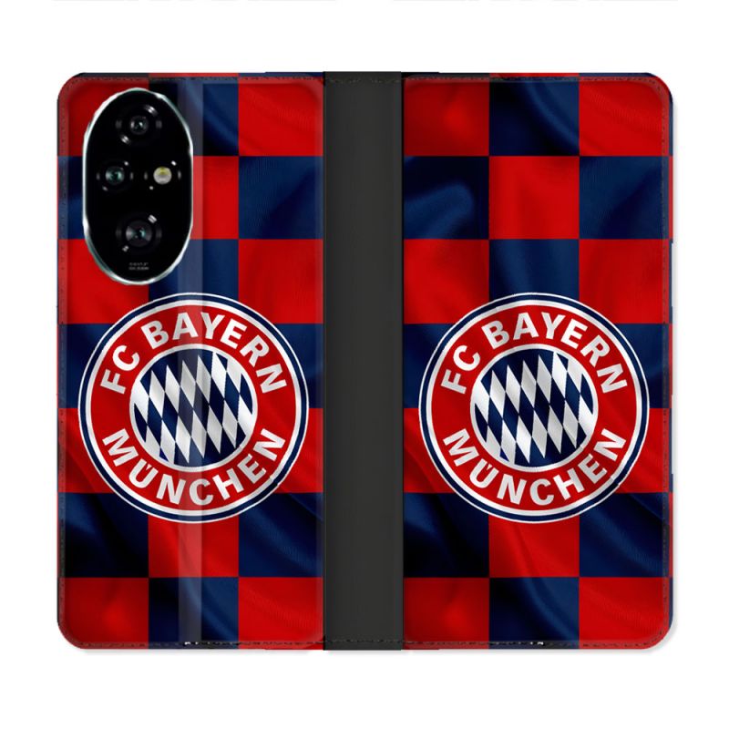 Housse cuir portefeuille Pour Honor 200 Pro 5G Foot Bayern Munich Carreaux