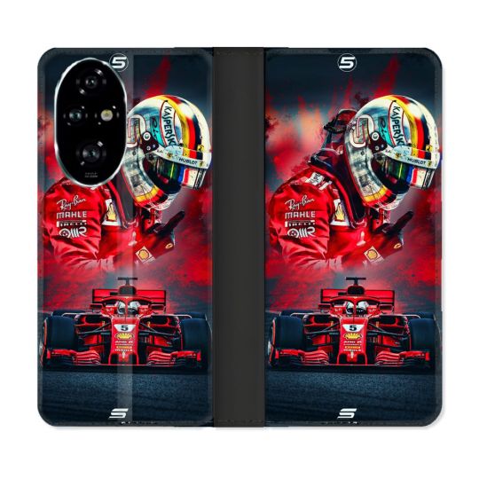 Housse cuir portefeuille Pour Honor 200 Pro 5G Formule 1 F1 Ferrari