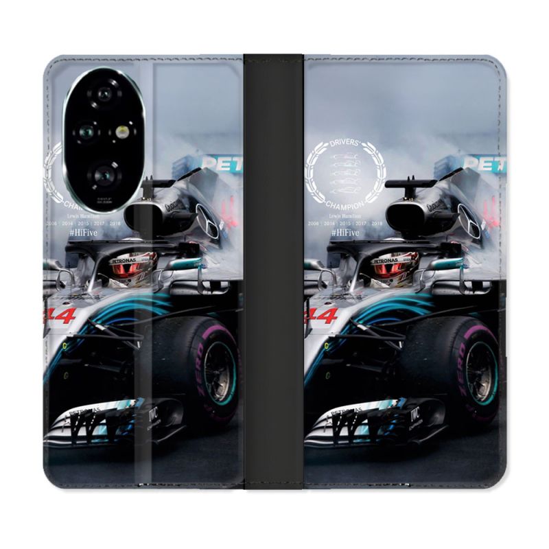 Housse cuir portefeuille Pour Honor 200 Pro 5G Formule 1 F1 Mercedes Petronas