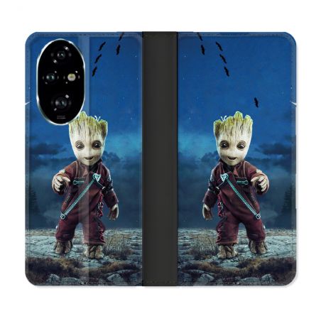 Housse cuir portefeuille Pour Honor 200 Pro 5G Groot Bleu