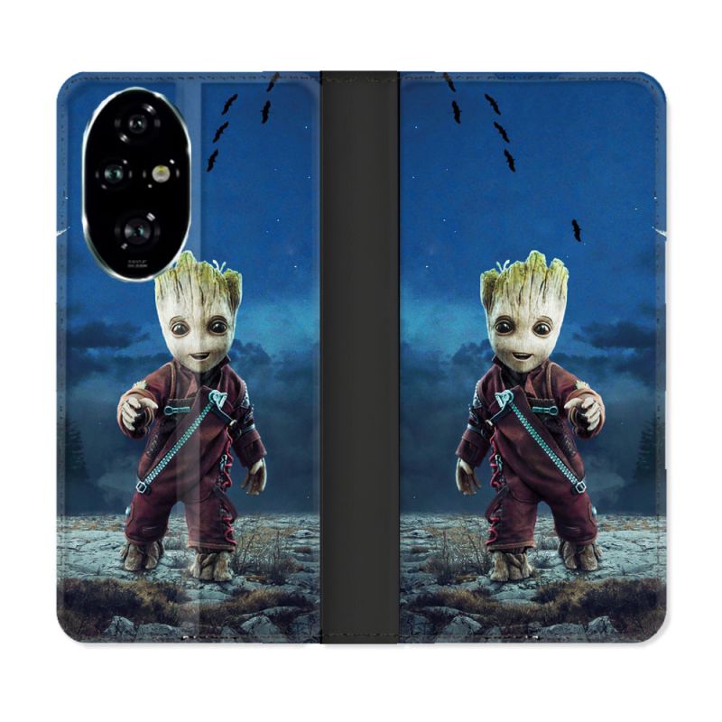 Housse cuir portefeuille Pour Honor 200 Pro 5G Groot Bleu