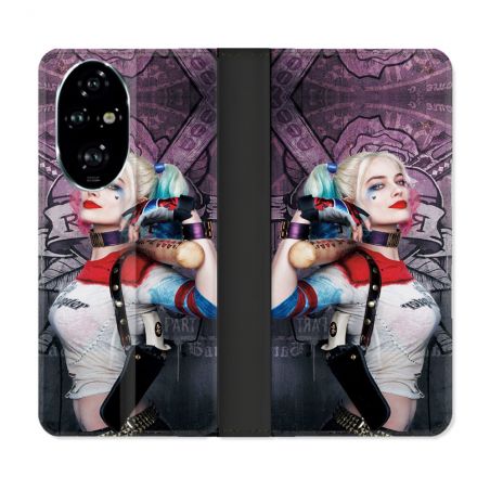 Housse cuir portefeuille Pour Honor 200 Pro 5G Harley Quinn Batte