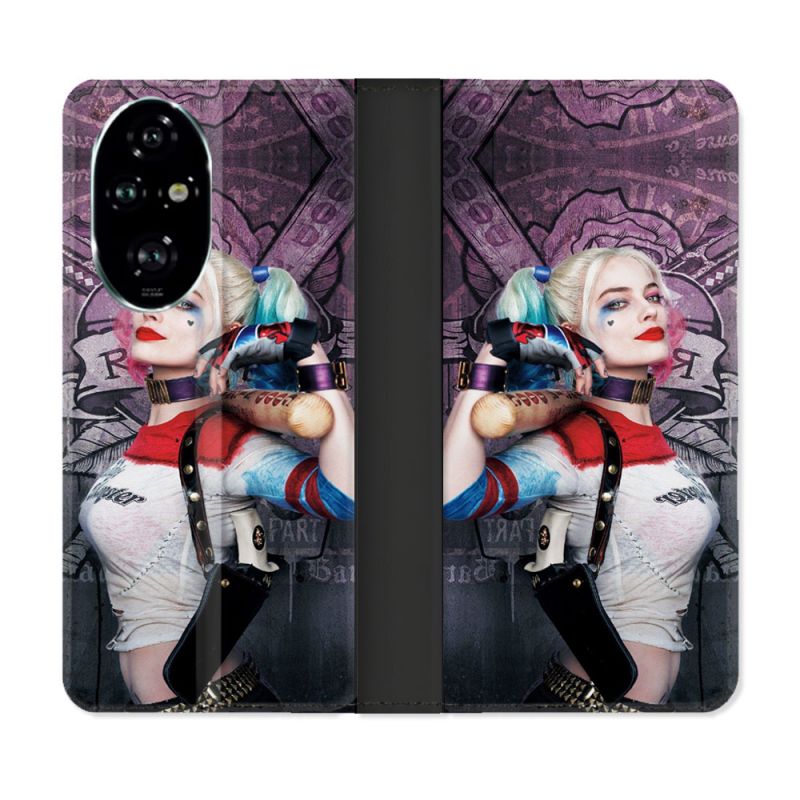 Housse cuir portefeuille Pour Honor 200 Pro 5G Harley Quinn Batte