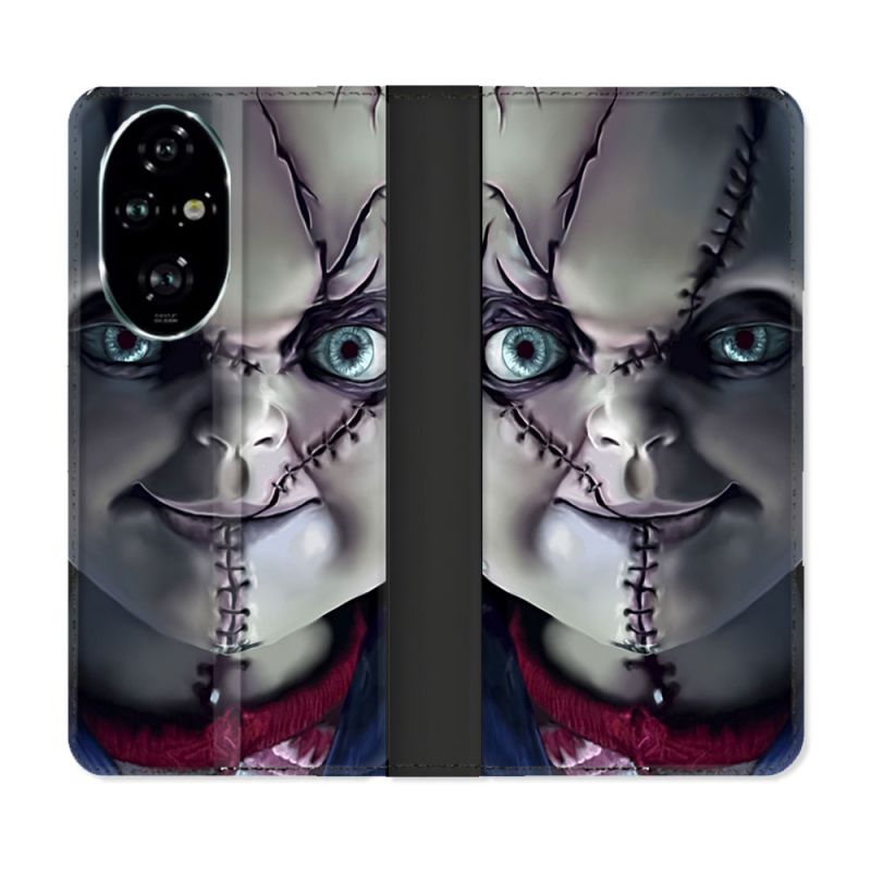 Housse cuir portefeuille Pour Honor 200 Pro 5G Horreur Chucky Cicatrice