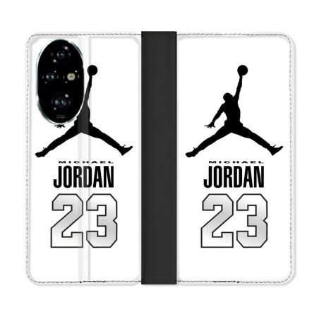 Housse cuir portefeuille Pour Honor 200 Pro 5G Jordan 23 Blanc