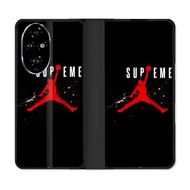 Housse cuir portefeuille Pour Honor 200 Pro 5G Jordan Supreme Noir