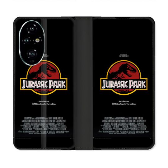 Housse cuir portefeuille Pour Honor 200 Pro 5G Jurassic Park Affiche