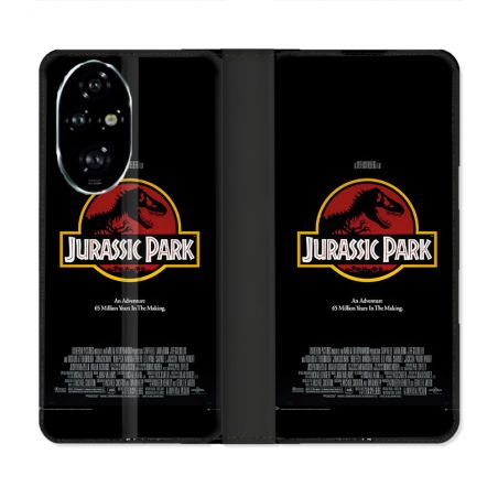 Housse cuir portefeuille Pour Honor 200 Pro 5G Jurassic Park Affiche