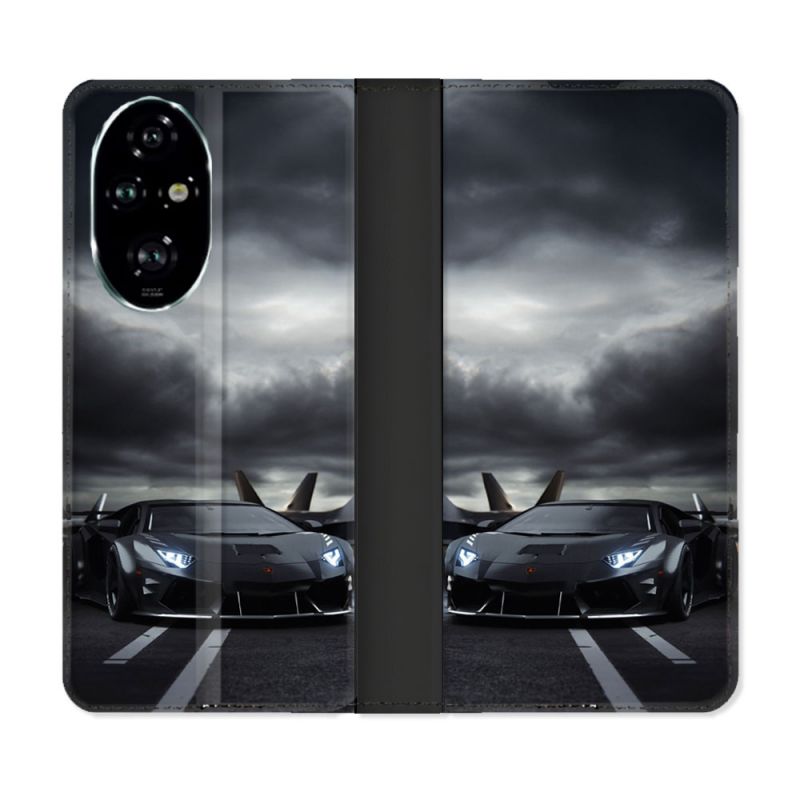 Housse cuir portefeuille Pour Honor 200 Pro 5G Lamborghini Avion