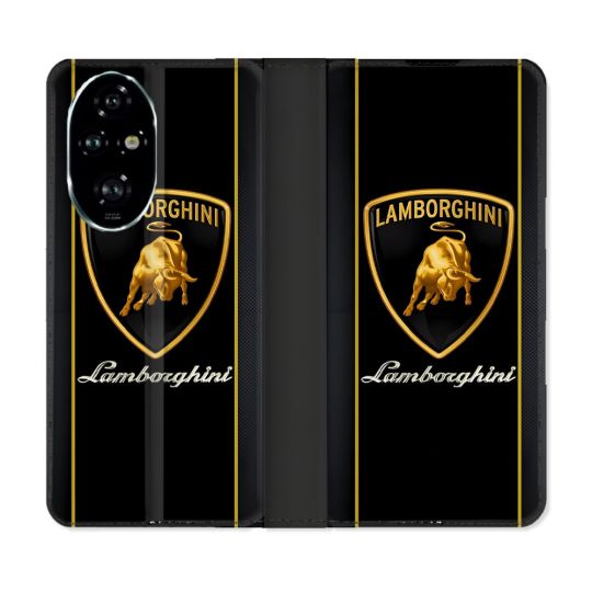 Housse cuir portefeuille Pour Honor 200 Pro 5G Lamborghini Carbone