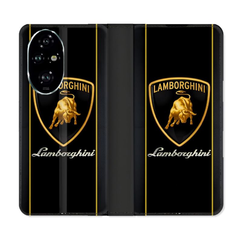 Housse cuir portefeuille Pour Honor 200 Pro 5G Lamborghini Carbone