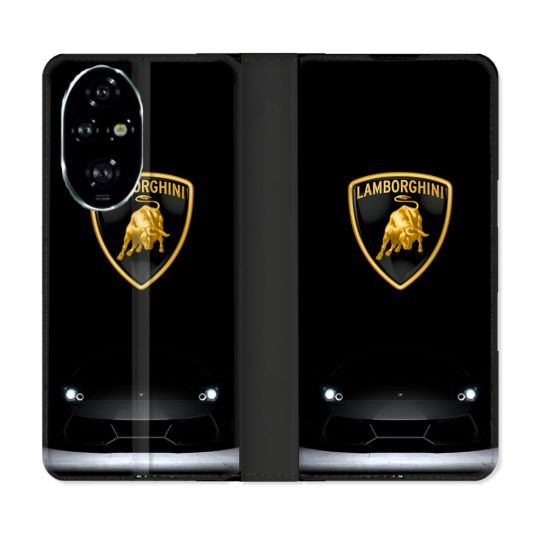 Housse cuir portefeuille Pour Honor 200 Pro 5G Lamborghini Noir