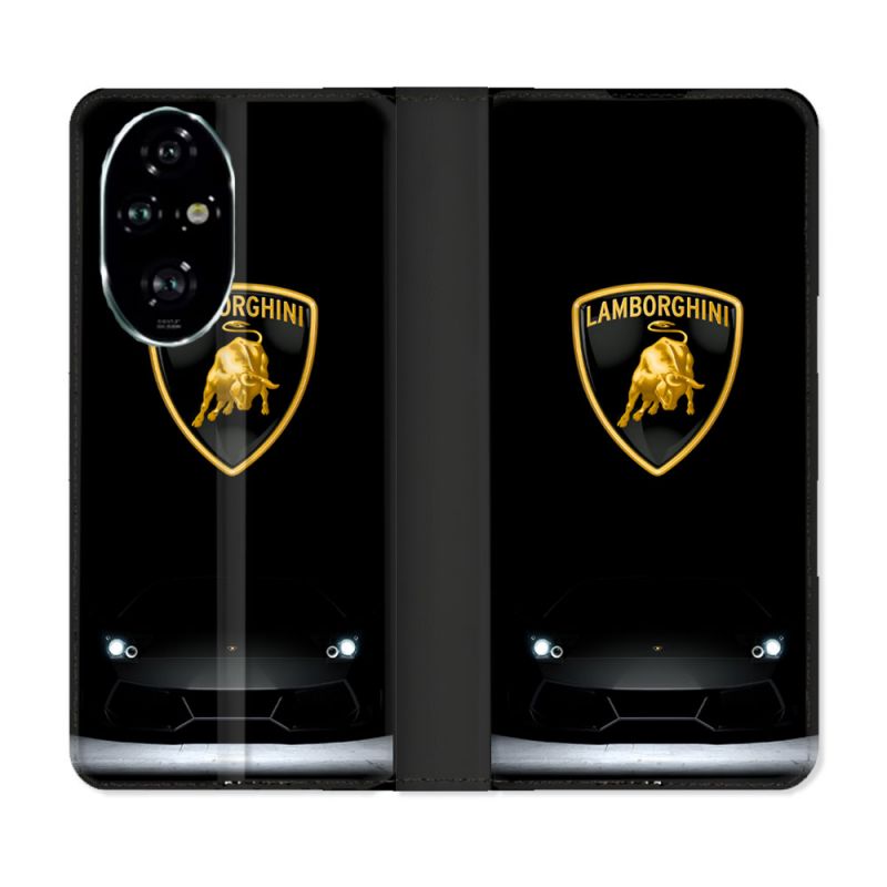 Housse cuir portefeuille Pour Honor 200 Pro 5G Lamborghini Noir