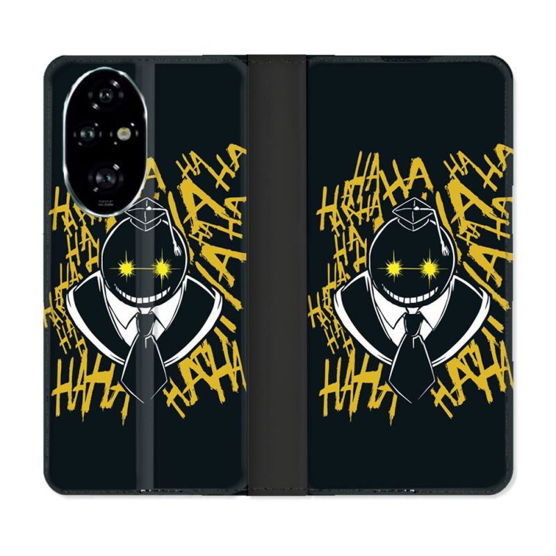 Housse cuir portefeuille Pour Honor 200 Pro 5G Manga Assassination Classroom Kuro Noir