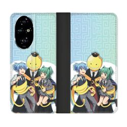 Housse cuir portefeuille Pour Honor 200 Pro 5G Manga Assassination Classroom Kuro Trio