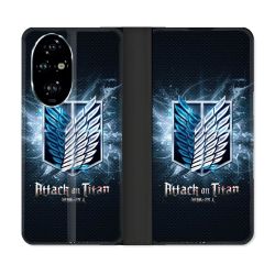 Housse cuir portefeuille Pour Honor 200 Pro 5G Manga Attaque Titans Noir