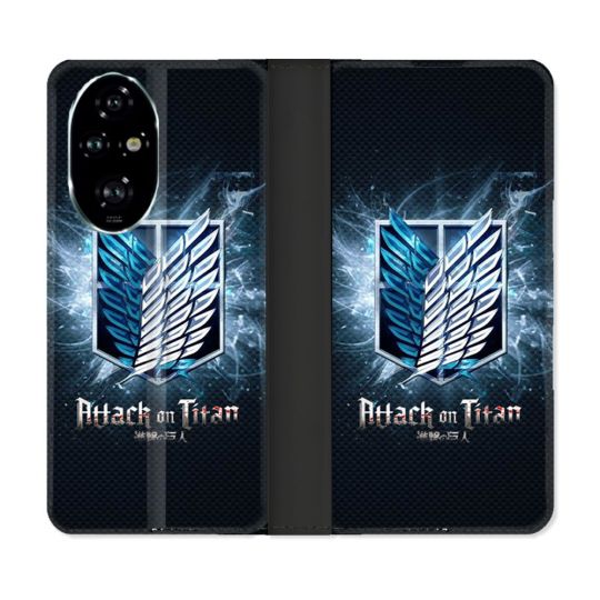 Housse cuir portefeuille Pour Honor 200 Pro 5G Manga Attaque Titans Noir