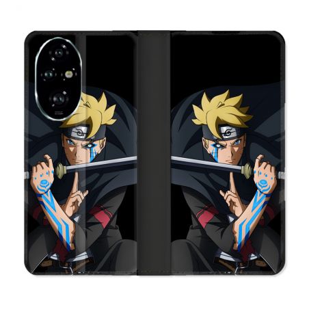Housse cuir portefeuille Pour Honor 200 Pro 5G Manga Boruto Tatouage