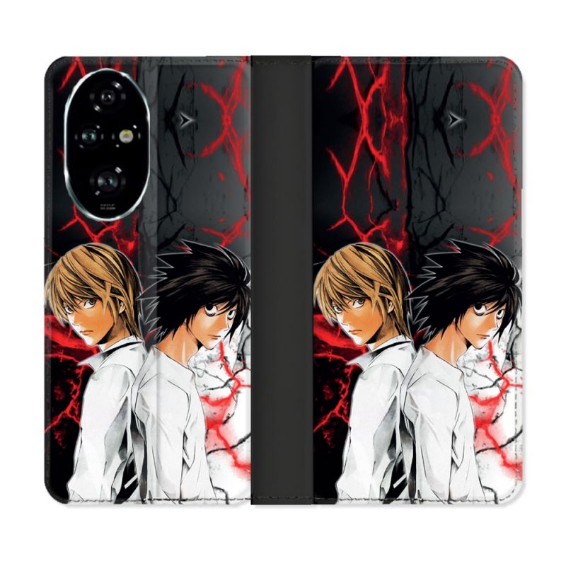 Housse cuir portefeuille Pour Honor 200 Pro 5G Manga Death Note Duo