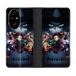 Housse cuir portefeuille Pour Honor 200 Pro 5G Manga Demon Slayer Noir