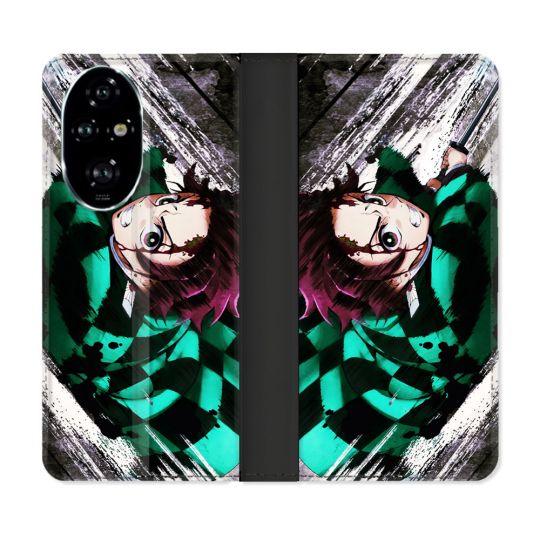 Housse cuir portefeuille Pour Honor 200 Pro 5G Manga Demon Slayer Tanjiro