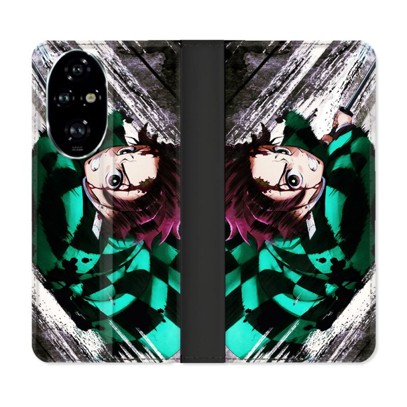 Housse cuir portefeuille Pour Honor 200 Pro 5G Manga Demon Slayer Tanjiro