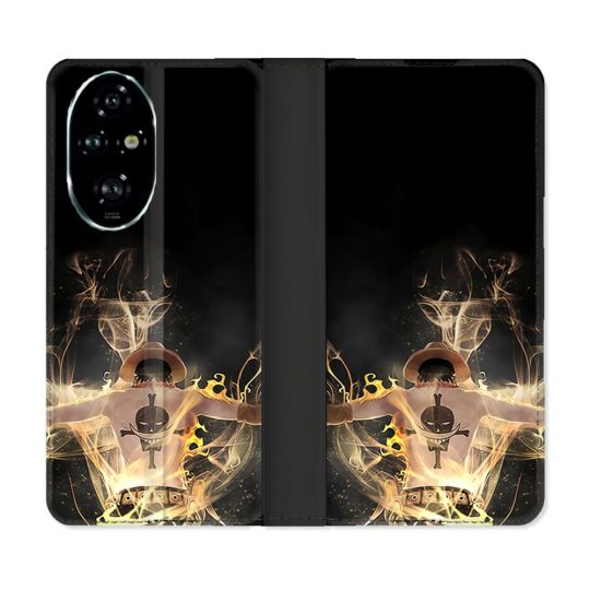 Housse cuir portefeuille Pour Honor 200 Pro 5G Manga One Piece Ace Noir