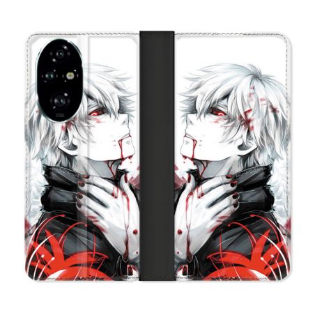 Housse cuir portefeuille Pour Honor 200 Pro 5G Manga Tokyo Ghoul Kaneki Blanc